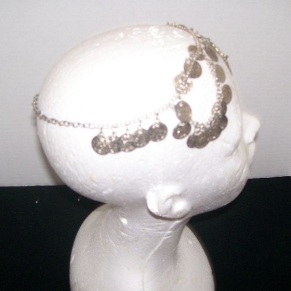 Hair Accessory ~ Head Piece ~ Silver ~  Fancy Coin Chain ~ Fits All